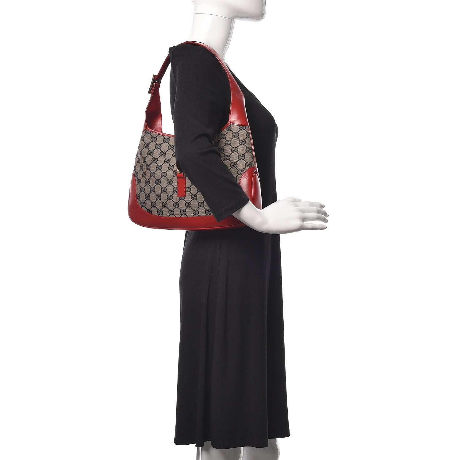 Gucci Monogram Jackie O Hobo Beige Blue Red 2 of 12