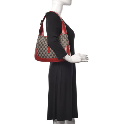 Gucci Monogram Jackie O Hobo Beige Blue Red 2 of 12