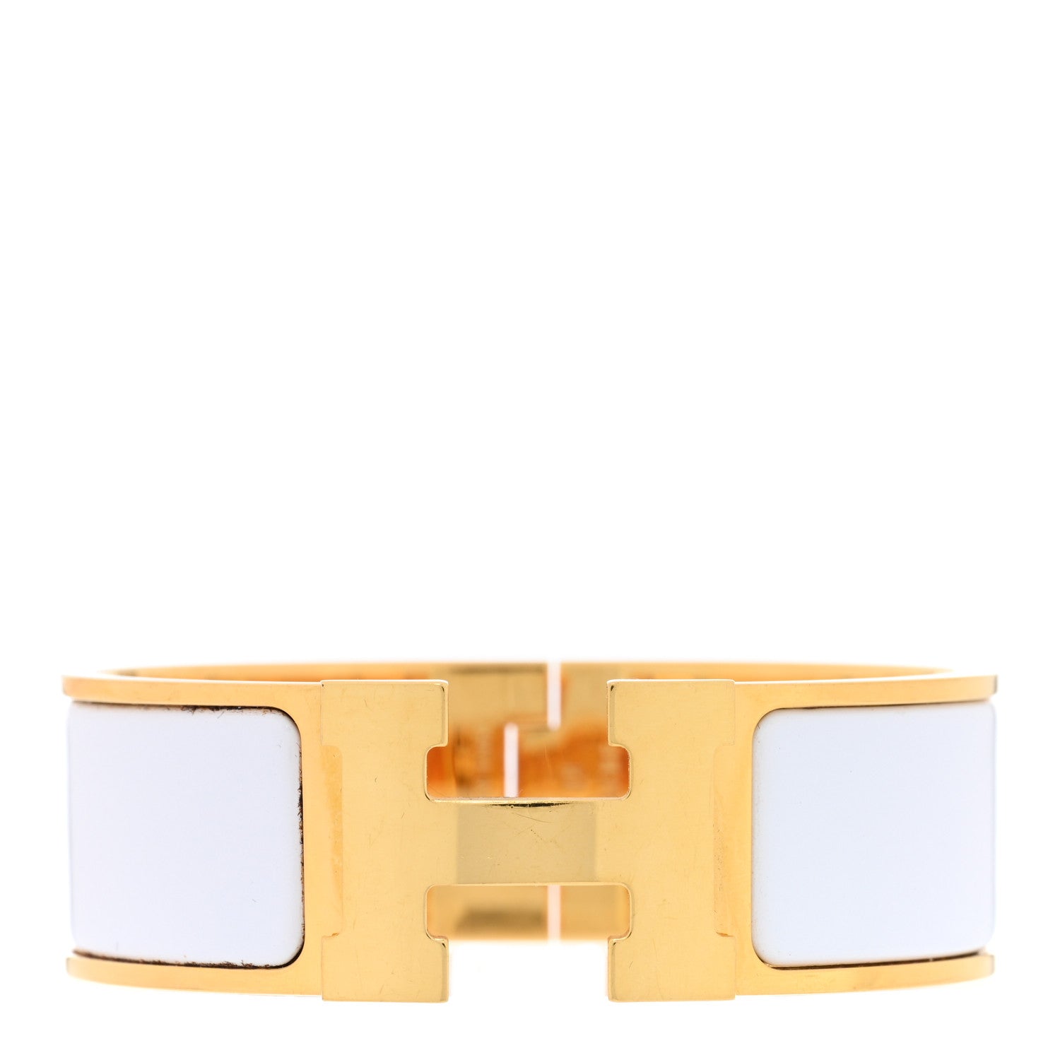 Hermes Enamel Wide Clic Clac H Bracelet GM White 1 of 5
