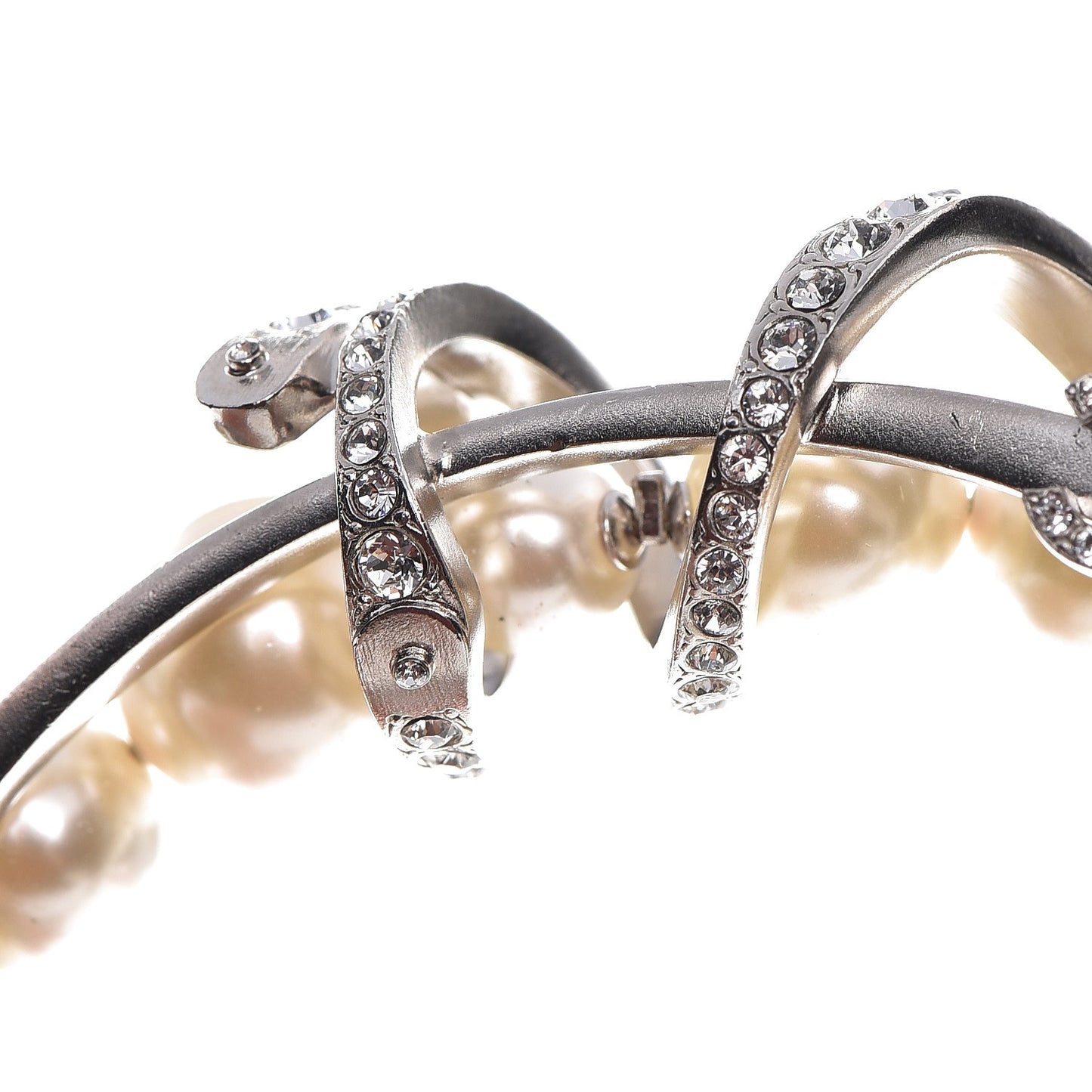 Pearl Crystal CC Bracelet Silver
