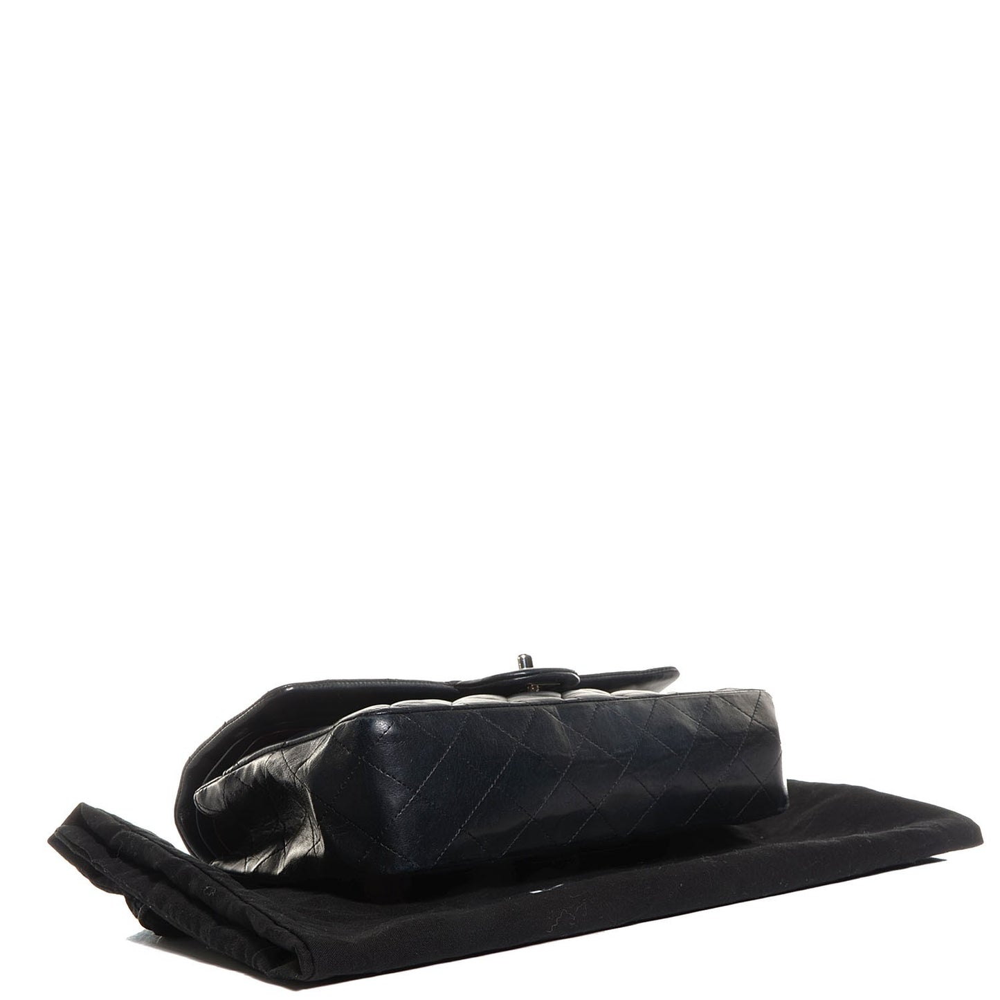 Lambskin Quilted Medium Double Flap Black