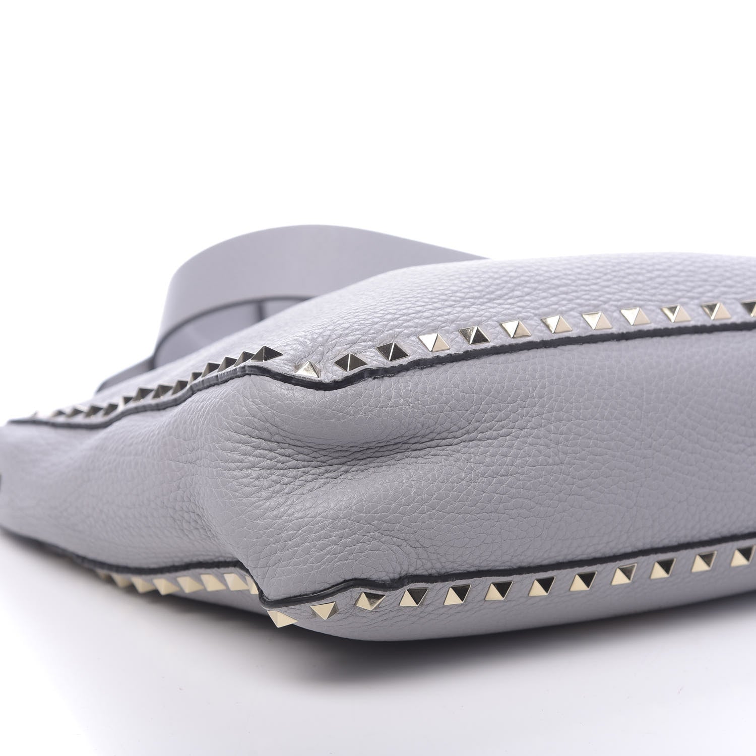Valentino Garavani Pebbled Calfskin Small Rockstud Flip-Lock Messenger Bag Pastel Grey 8 of 9