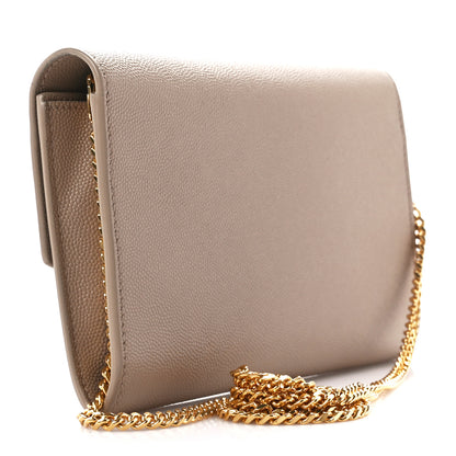 Saint Laurent Grain De Poudre Monogram Uptown Chain Wallet Dark Beige 3 of 10