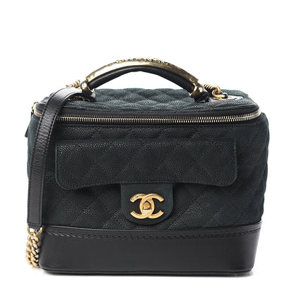 Chanel Iridescent Grained Calfskin Quilted Globe Trotter Vanity Case Black 1 of 9