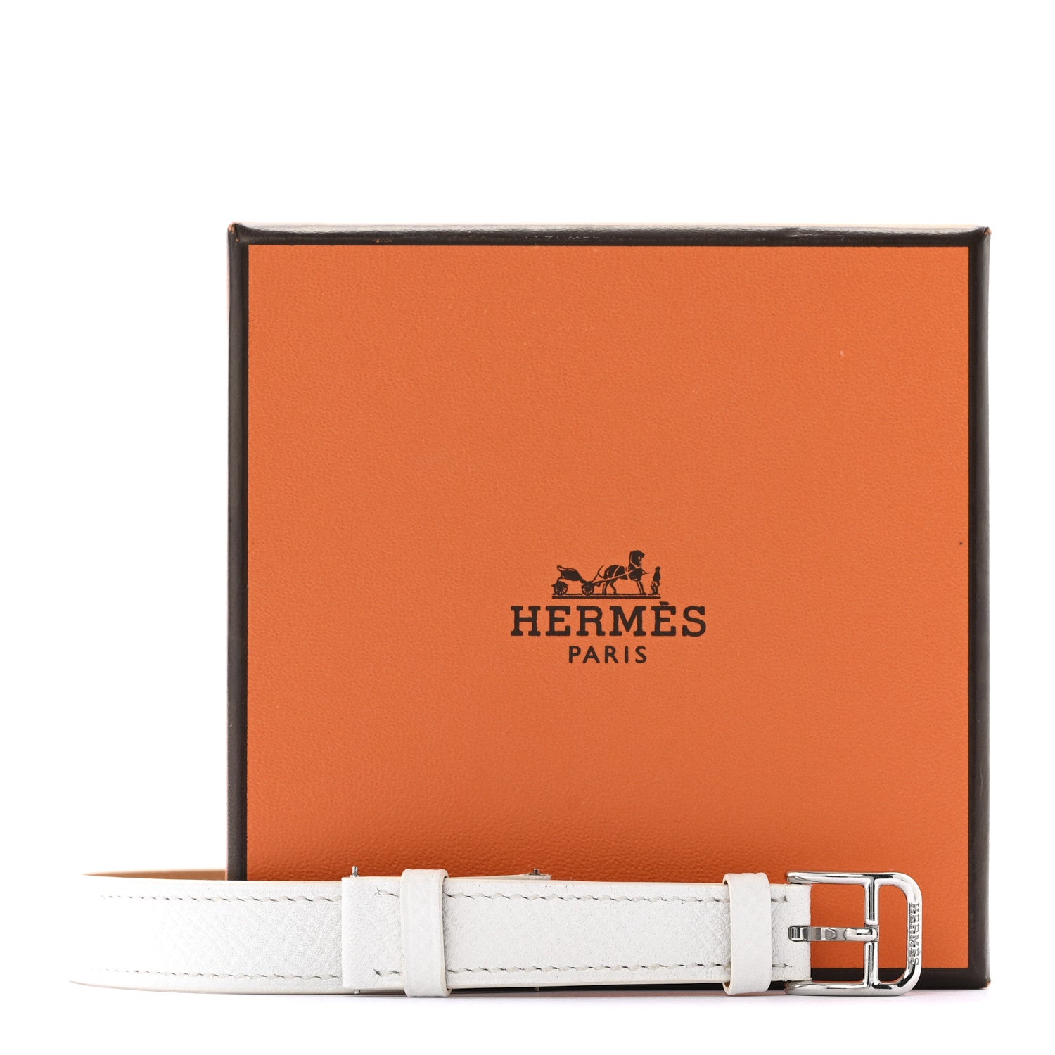 Hermes Epsom Heure H Hour Watch PM Double Tour Strap White 6 of 6