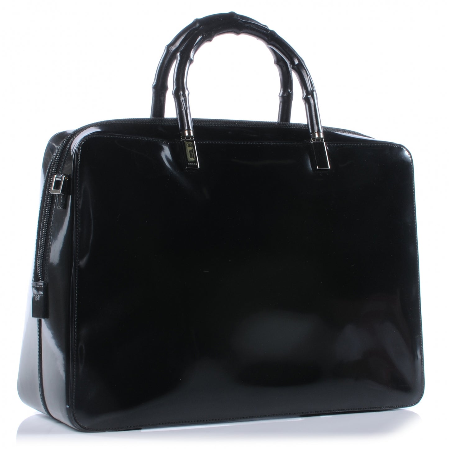 Patent Leather Bamboo Bag Black