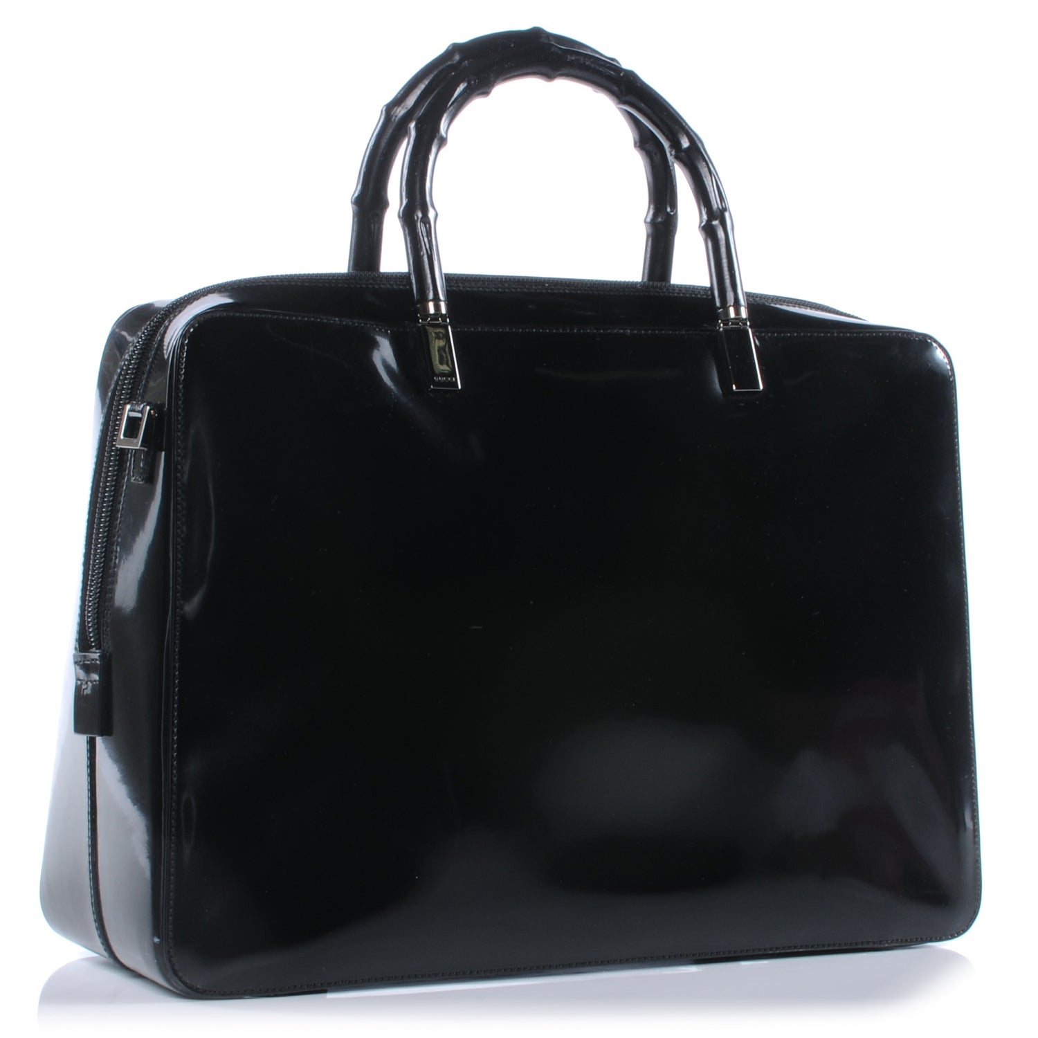 Gucci Patent Leather Bamboo Bag Black 4 of 8