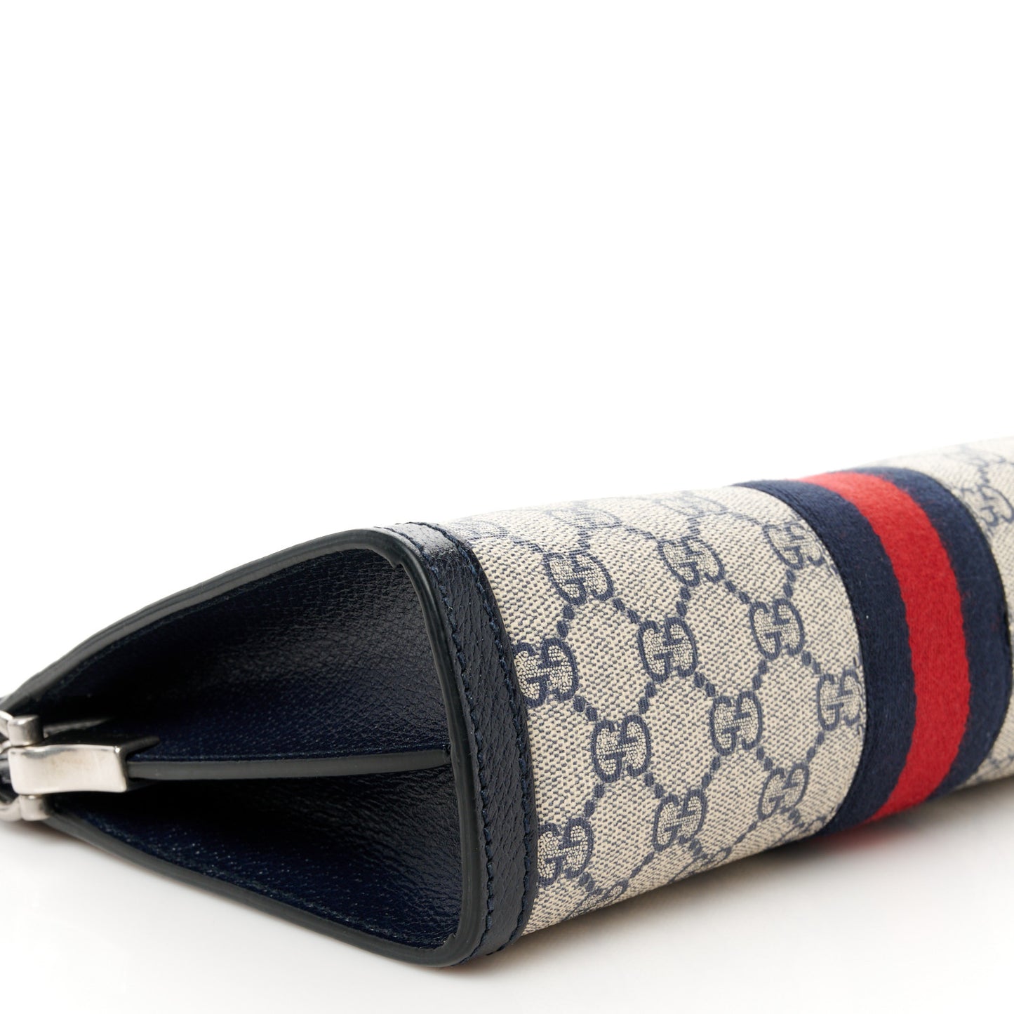 GG Supreme Monogram Textured Dollar Calfskin Web Small Ophidia Chain Shoulder Bag Beige Blue