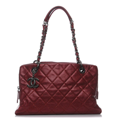 Chanel Iridescent Caviar Quilted Small Chic Shopping Tote Dark Red 1 of 7