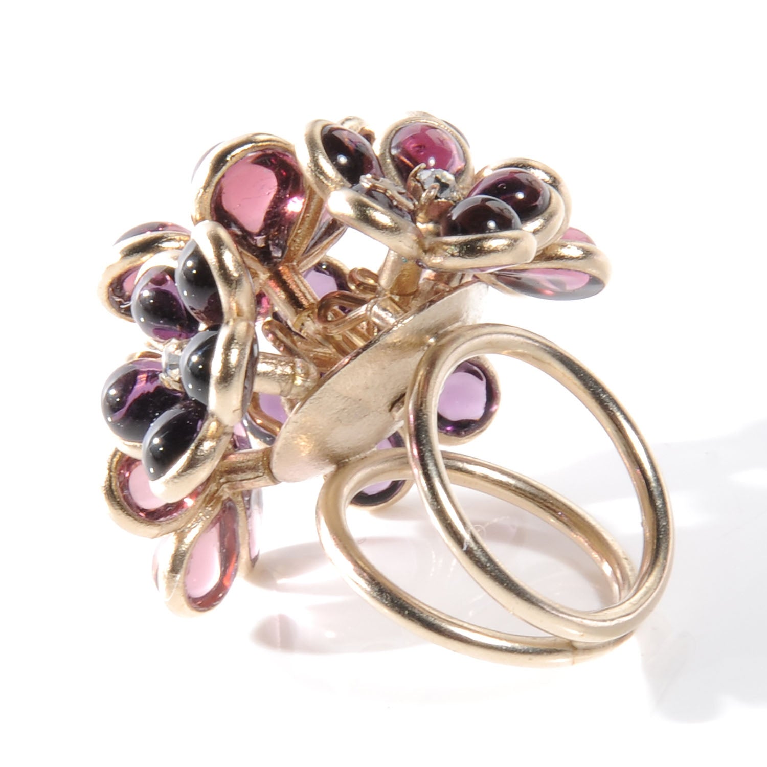 Chanel Crystal CC Flower Cluster Ring 6 3 of 5