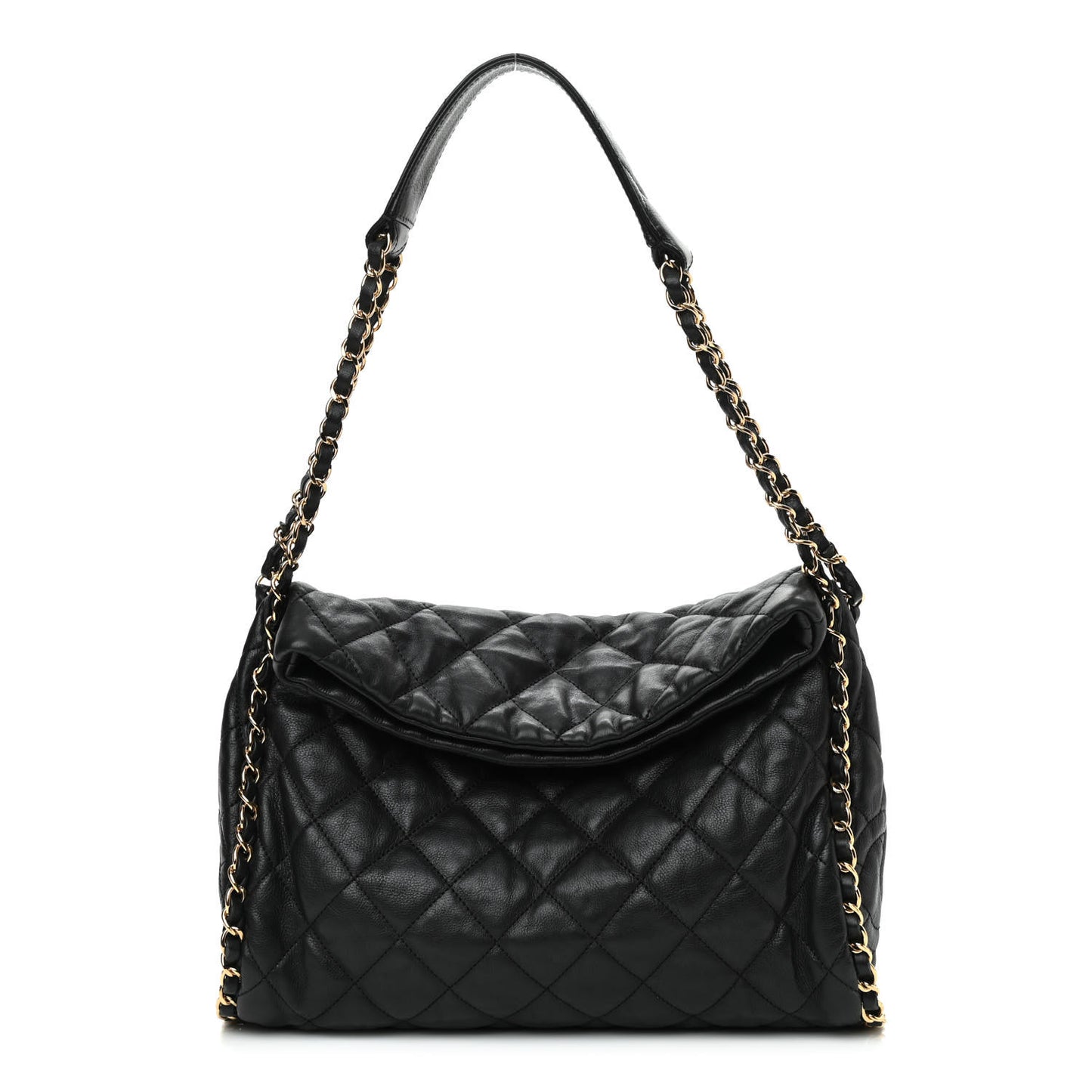 Calfskin Quilted Medium Chain Me Hobo Black