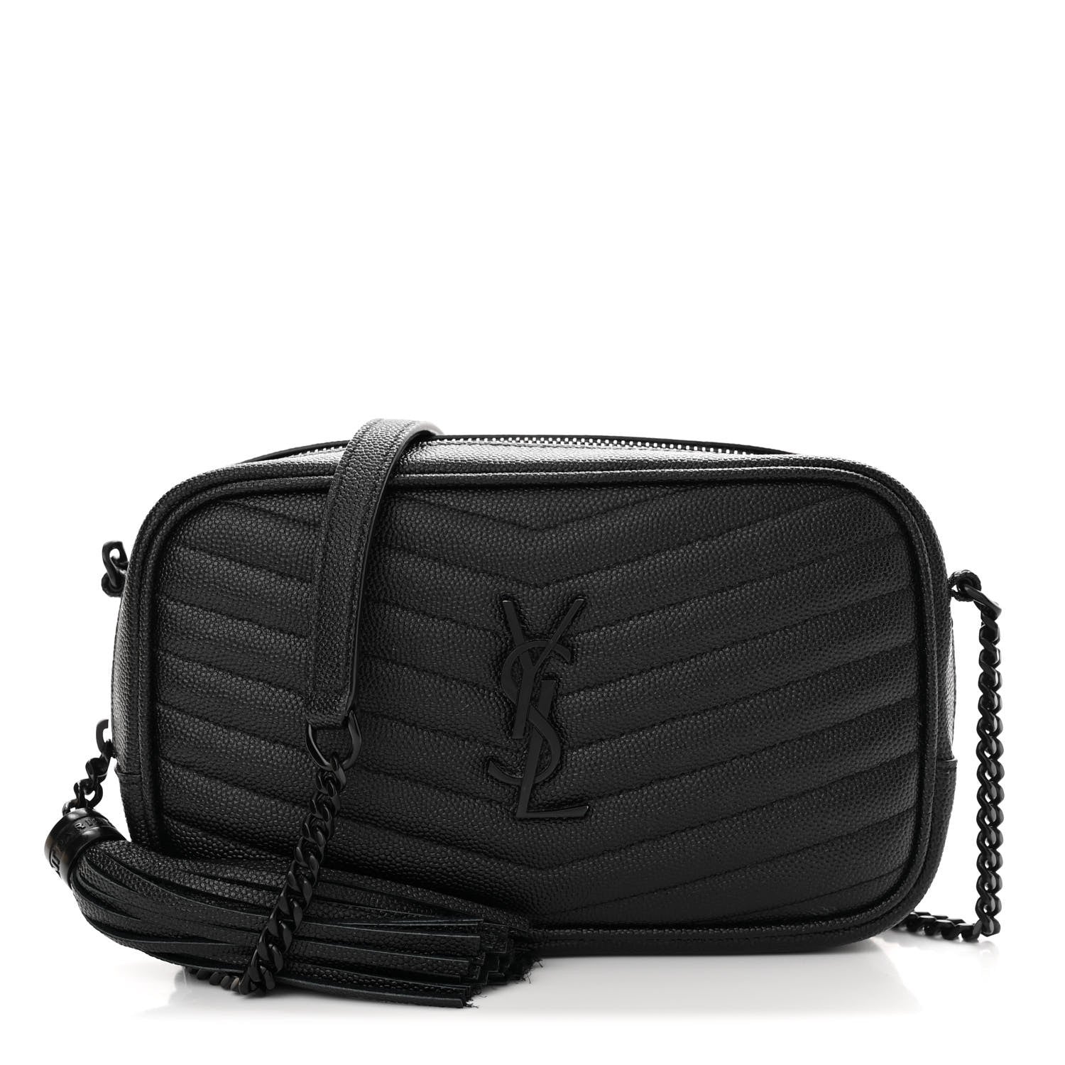 Saint Laurent Grain De Poudre Matelasse Monochrome Monogram Mini Lou Camera Bag Black 1 of 12