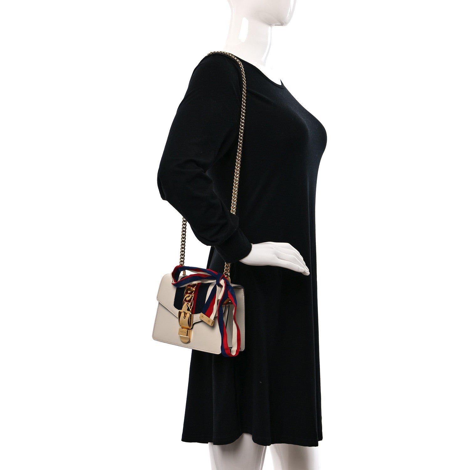 Gucci Calfskin Mini Sylvie Chain Shoulder Bag White 2 of 9