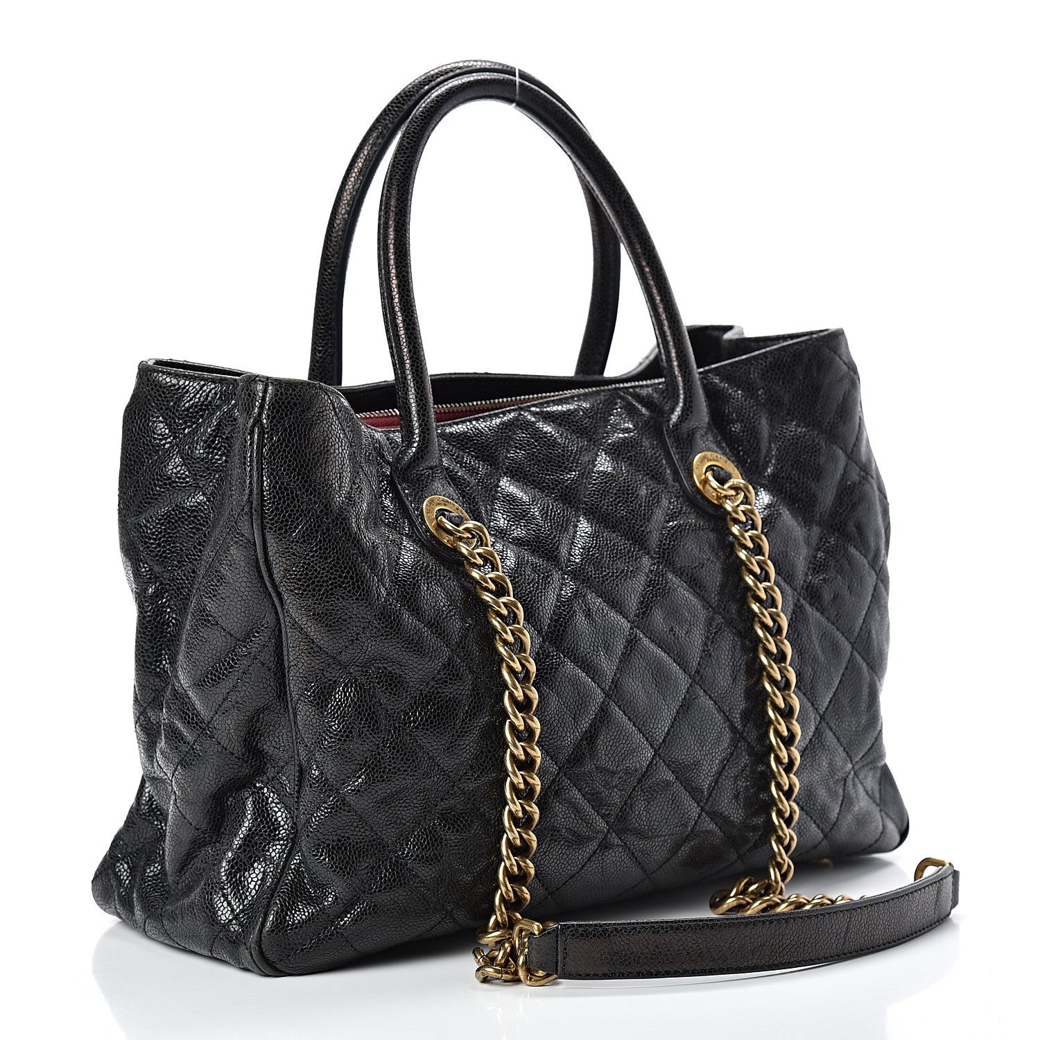 Chanel Crumpled Grained Calfskin Quilted CC Crave Tote Black 2 of 16