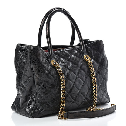 Chanel Crumpled Grained Calfskin Quilted CC Crave Tote Black 2 of 16