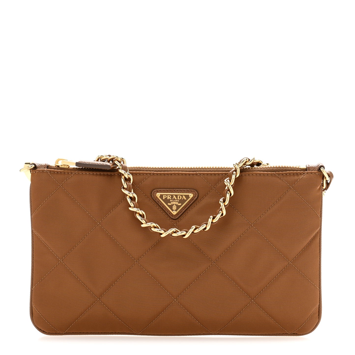 Re-Nylon Tessuto Impuntu Quilted Re-Edition 1995 Chaine Pouch Brandy