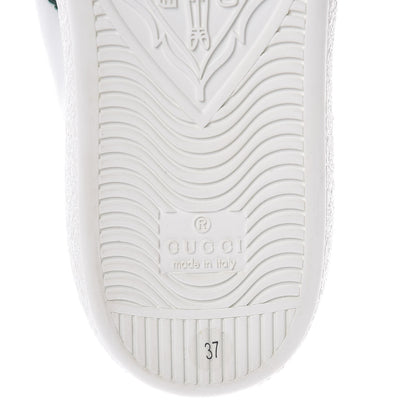 Gucci Calfskin Ayers Bee Embroidered Womens Ace Sneakers 37.5 White Green 7 of 9