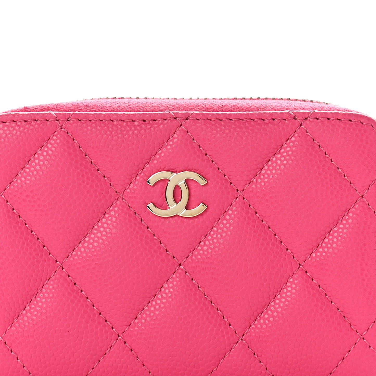 Caviar Quilted Zip Coin Purse Pink