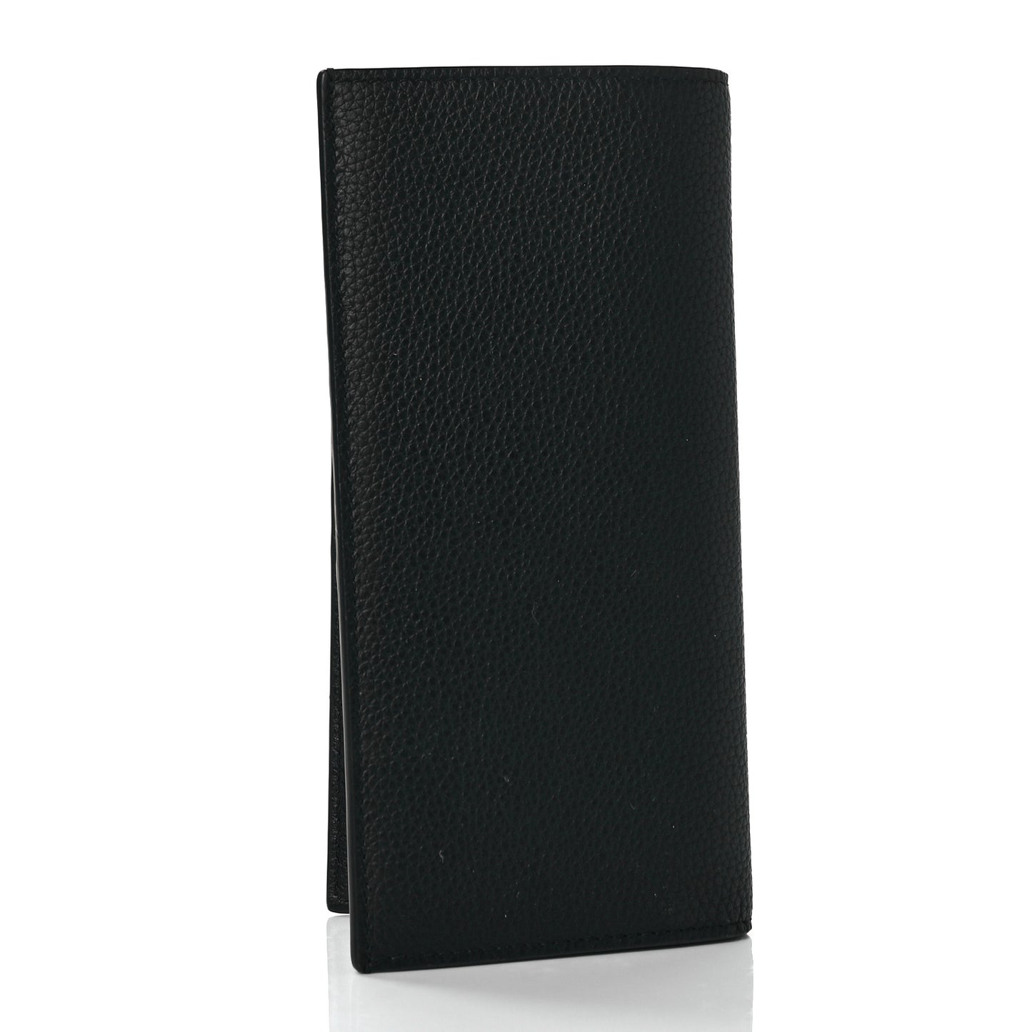 Grained Calfskin CD Vertical Long Wallet Black