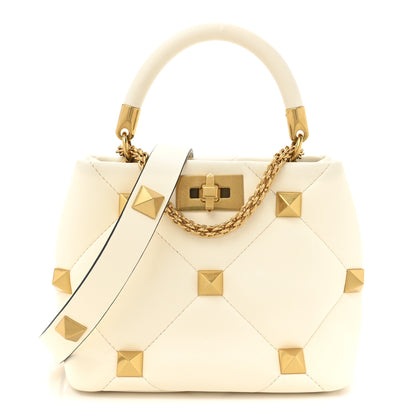 Valentino Garavani Nappa Small Roman Stud The Handle Bag Ivory 1 of 10