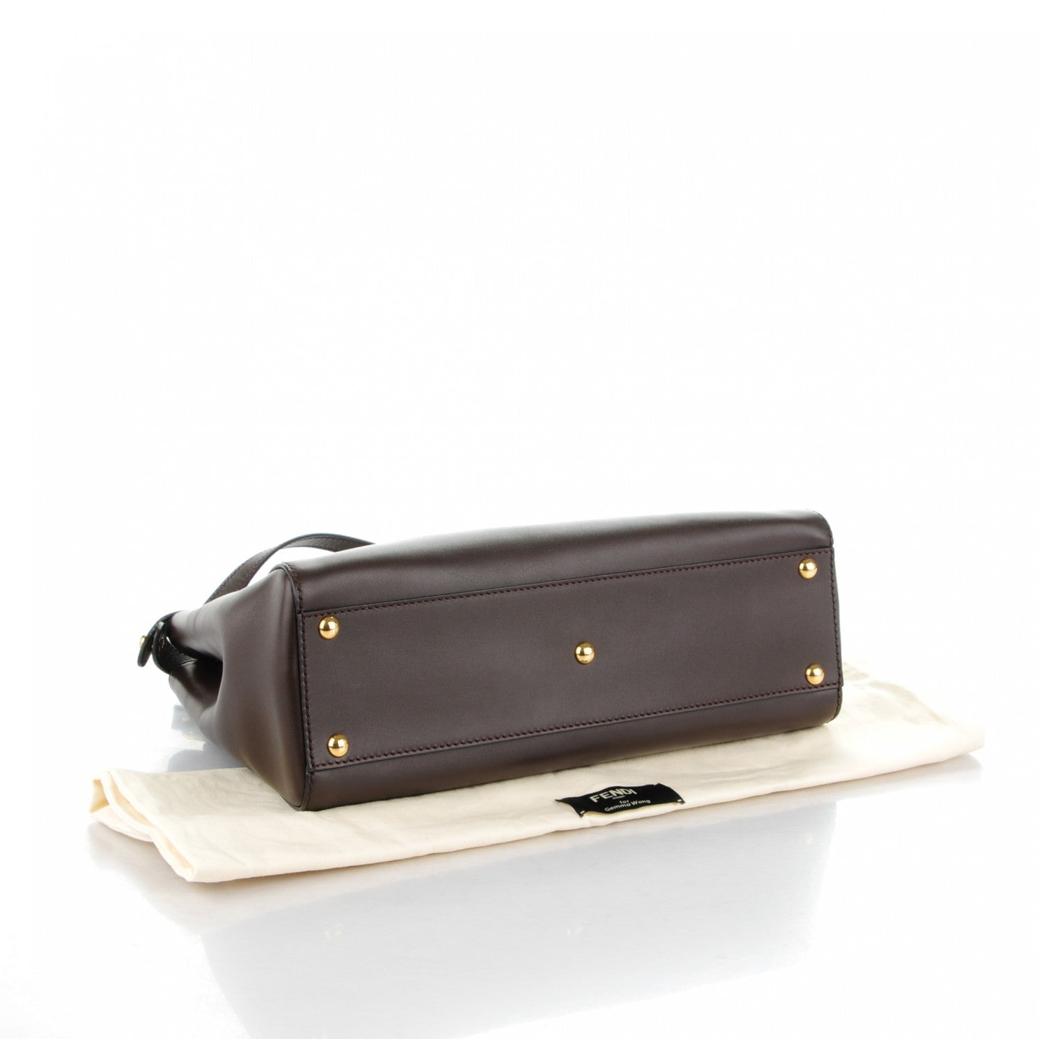 Fendi Smooth Calfskin Python Medium Peekaboo Iconic Satchel Dark Brown Ruby 4 of 10