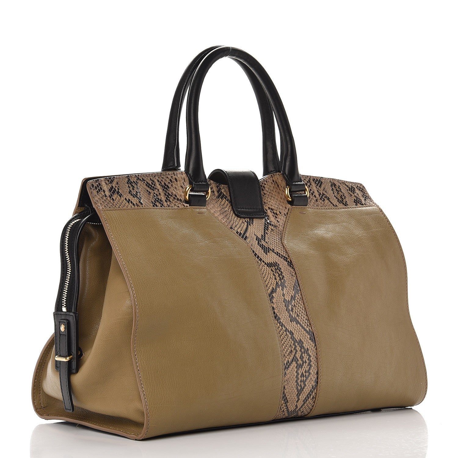 Saint Laurent Calfskin Python Medium Cabas Chyc Brown 3 of 9