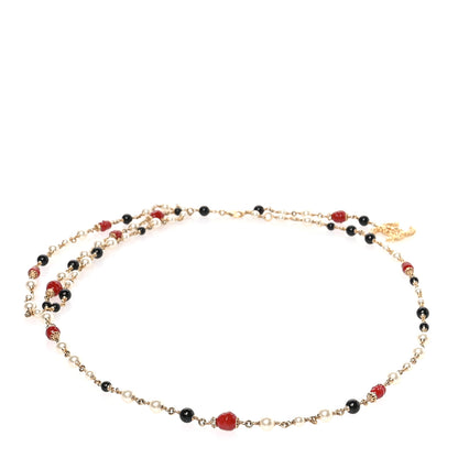 Chanel Pearl Bead Crystal Chain CC Fancy Belt Gold Black Red 2 of 4