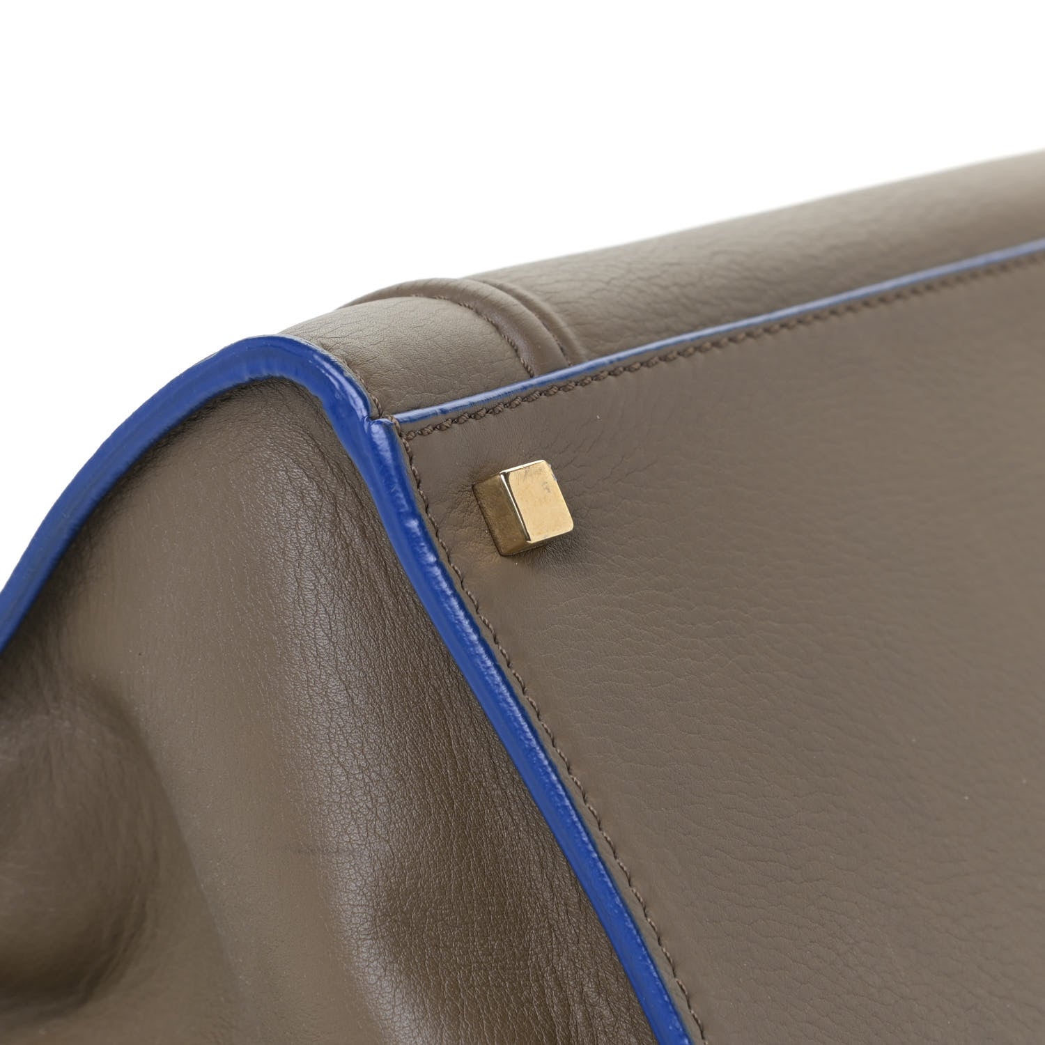 Celine Supple Calfskin Medium Phantom Luggage Khaki Cobalt Trim 7 of 9