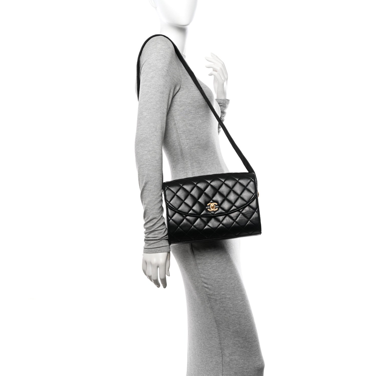 Chanel Lambskin Quilted CC Flap Shoulder Bag Black 2 of 13