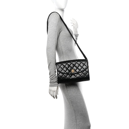 Chanel Lambskin Quilted CC Flap Shoulder Bag Black 2 of 13