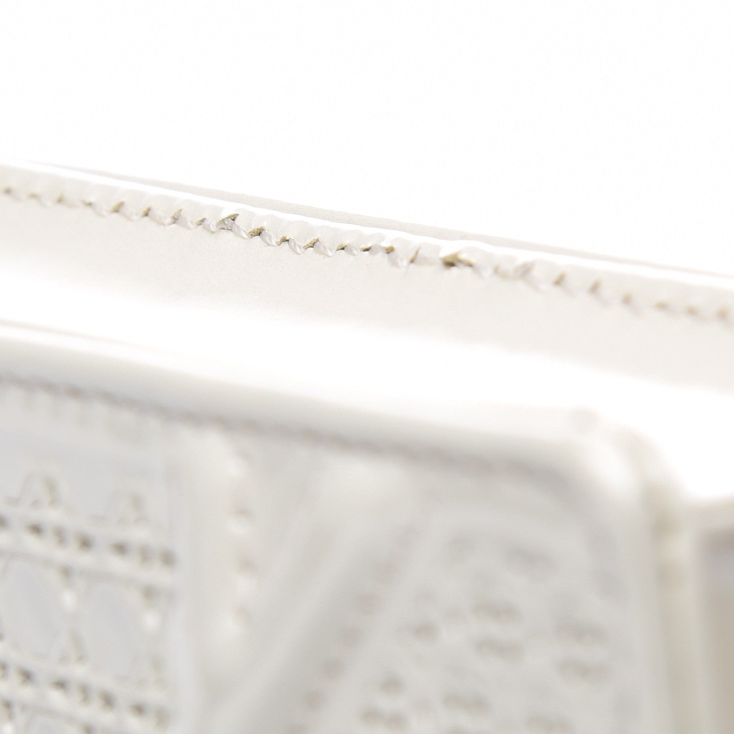 Christian Dior Patent Micro-Cannage Diorama Wallet on Chain Pouch White 10 of 10