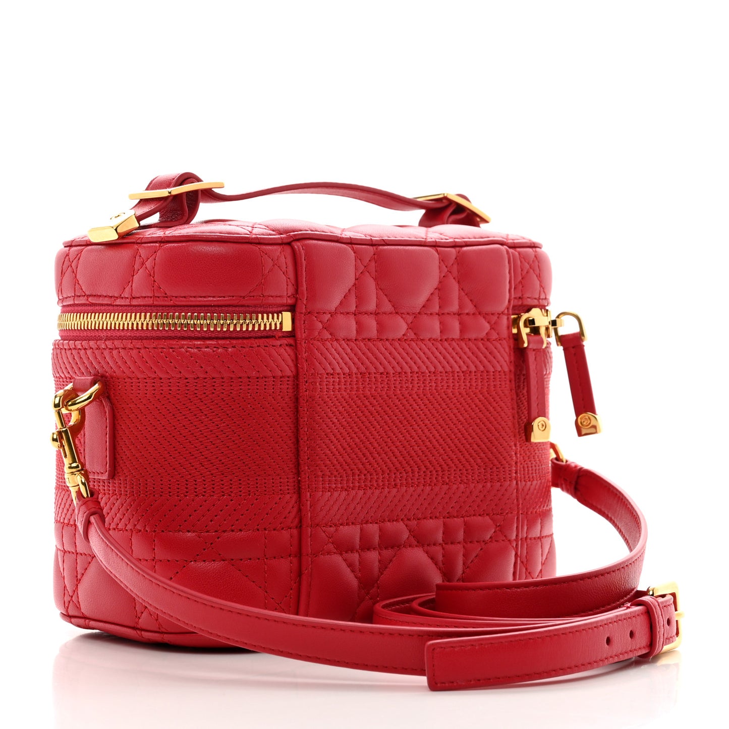 Lambskin Cannage Small Diortravel Vanity Case Red