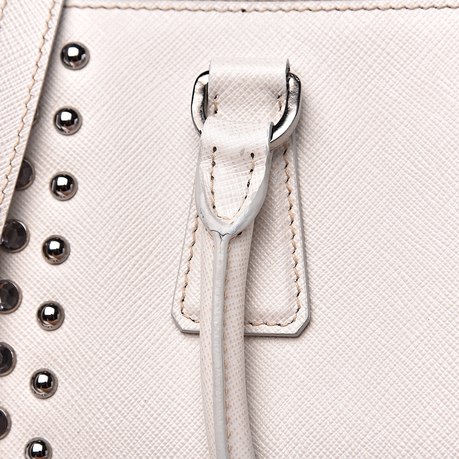 Prada Saffiano Lux Studded Crystal Medium Galleria Double Zip Tote Talco 10 of 14