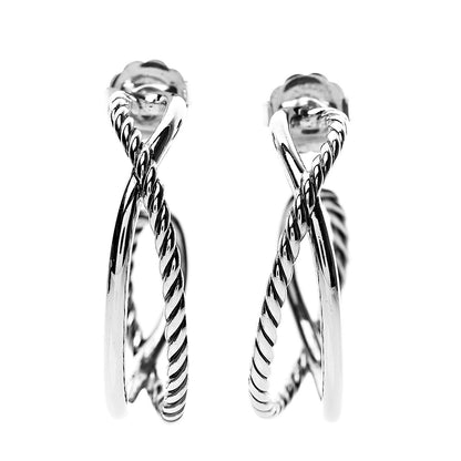 David Yurman Sterling Silver Crossover Cable Hoop Earrings 1 of 4