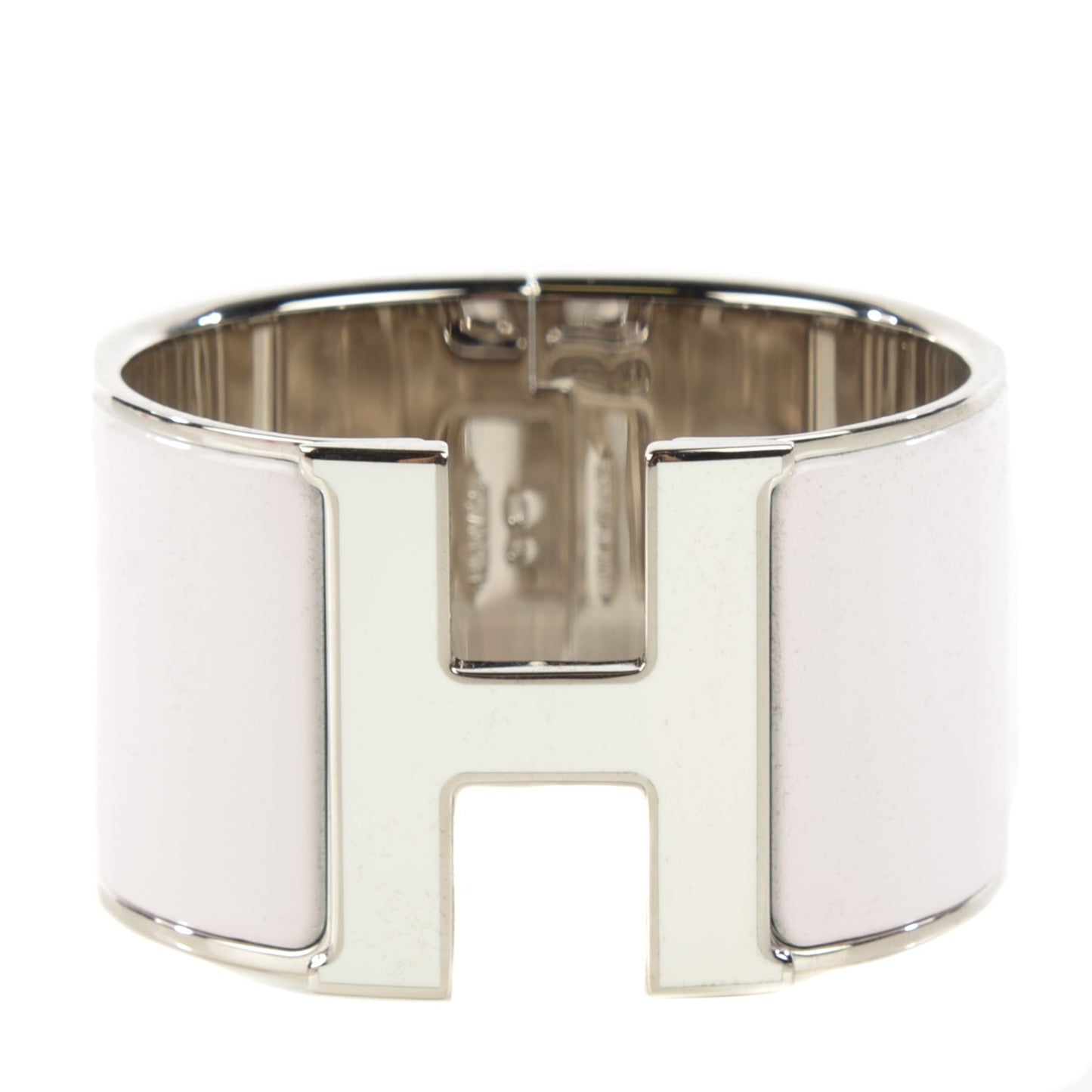 Enamel Extra Wide Clic H Bracelet PM Nymph Pink White