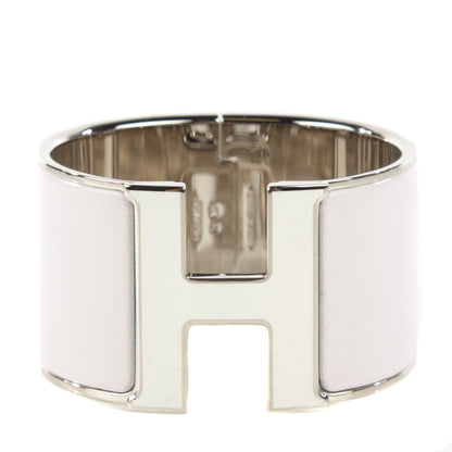 Hermes Enamel Extra Wide Clic H Bracelet PM Nymph Pink White 1 of 5