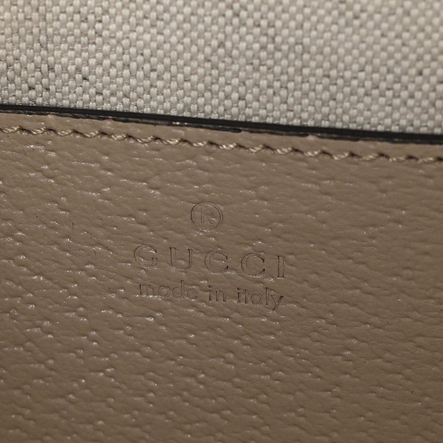 GG Supreme Monogram Textured Dollar Calfskin Web Small Ophidia Tote Bag Beige Mystic White Oatmeal