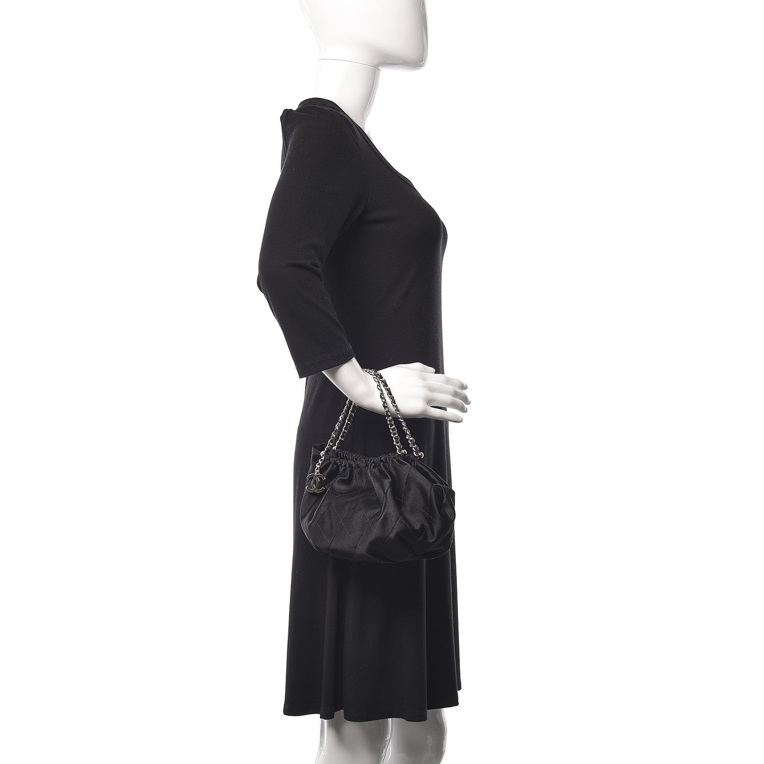 Chanel Satin Frame Top CC Small Evening Bag Black 2 of 10