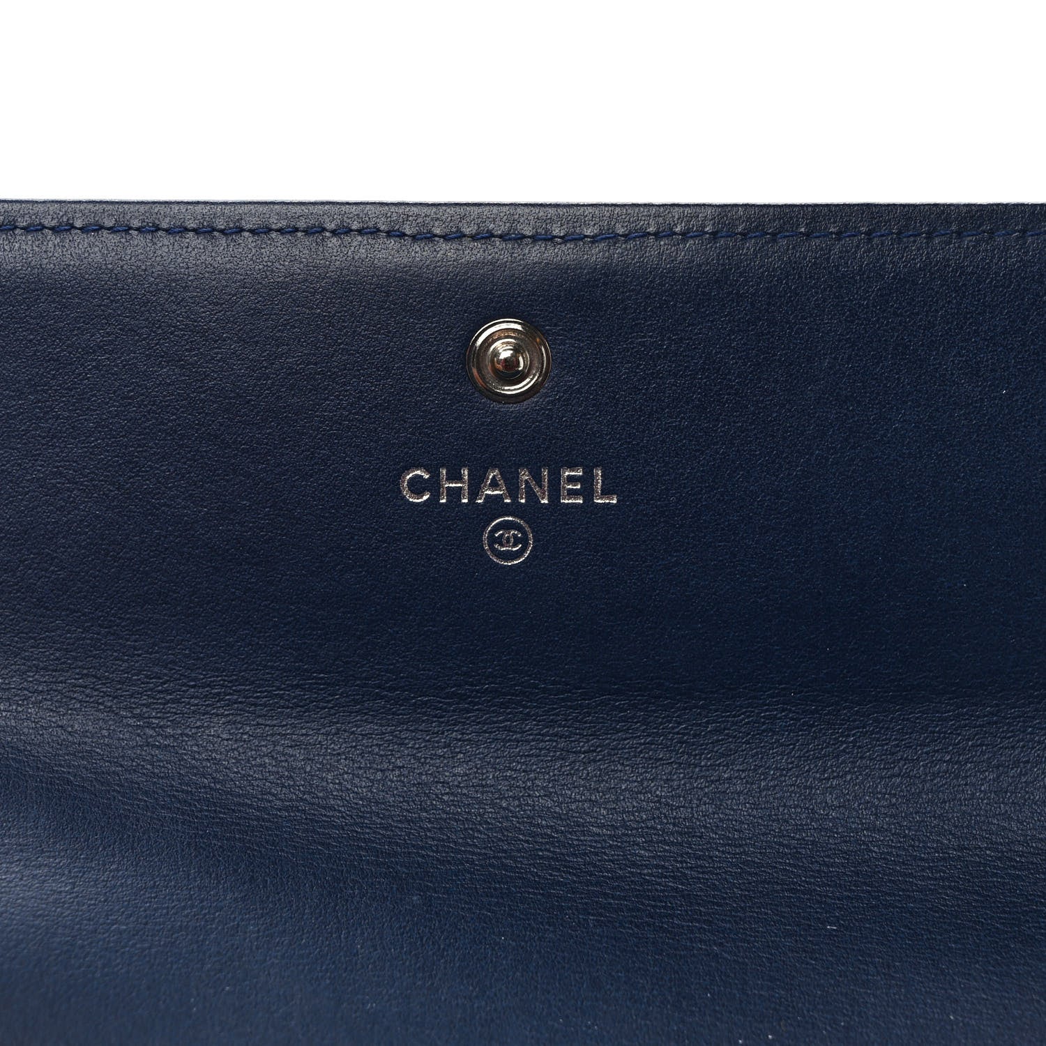 Chanel Calfskin Quilted Large Boy Gusset Flap Wallet Navy Blue 5 of 6