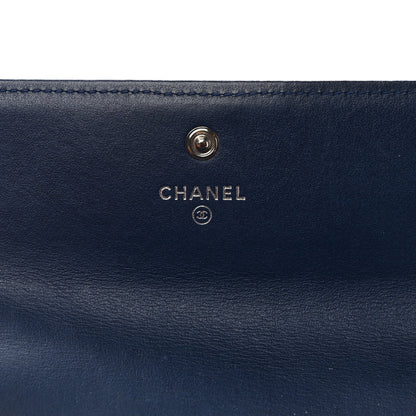 Chanel Calfskin Quilted Large Boy Gusset Flap Wallet Navy Blue 5 of 6