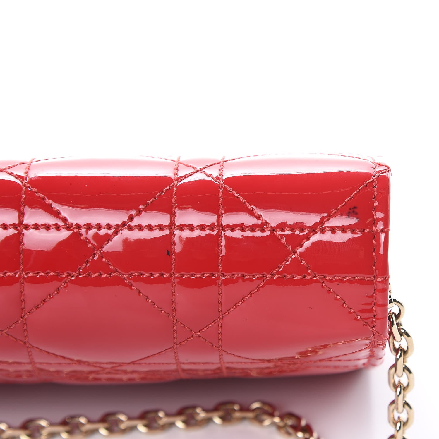 Christian Dior Patent Cannage Miss Dior Chain Wallet Red 10 of 12