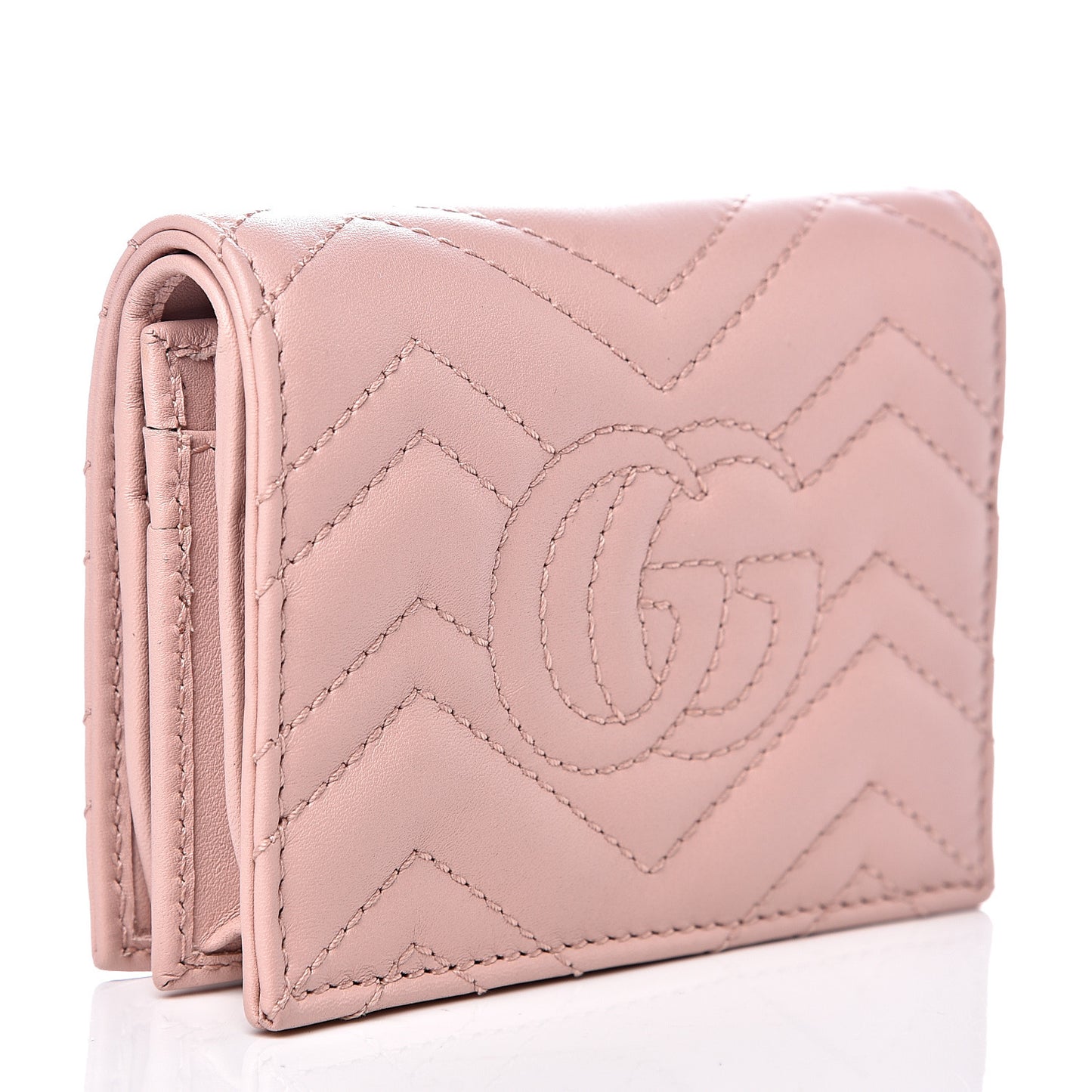 Calfskin Matelasse GG Marmont Card Case Wallet Perfect Pink