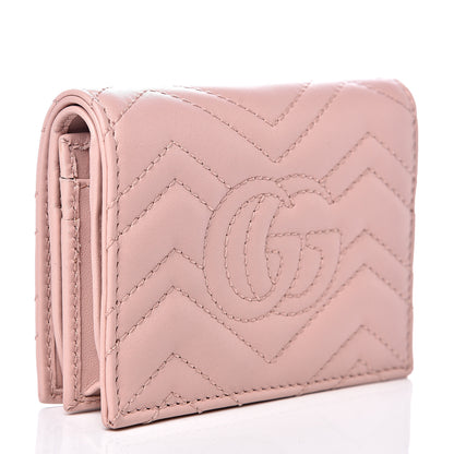 Gucci Calfskin Matelasse GG Marmont Card Case Wallet Perfect Pink 2 of 7