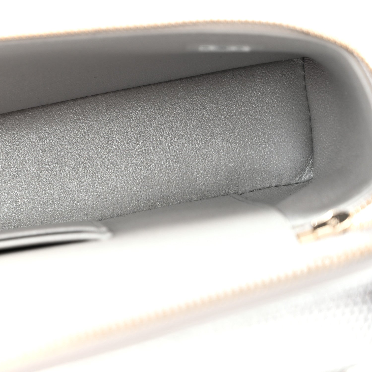 Chanel Lizard Embossed Top Handle Slim Vanity With Chain Silver 5 of 14