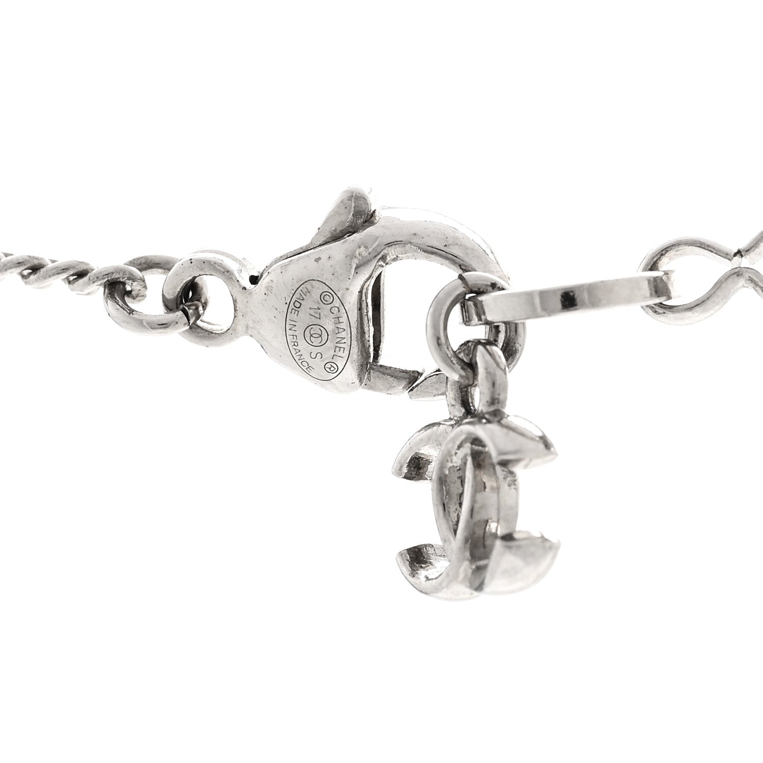 Chanel Resin Pearl CC Emoji Robot Cat Lanyard Necklace Silver Blue 5 of 5