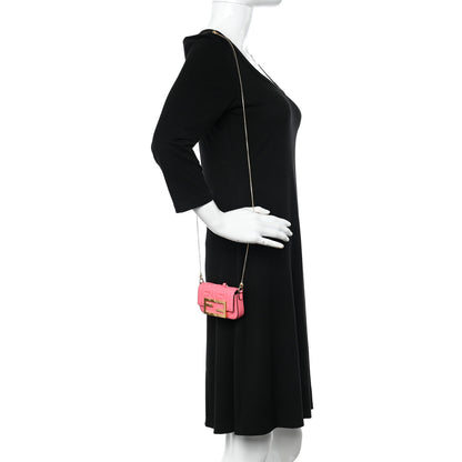 Fendi Nappa Matisse FF Embossed Nano Maxi Buckle Baguette Charm Pink Dalia 2 of 11
