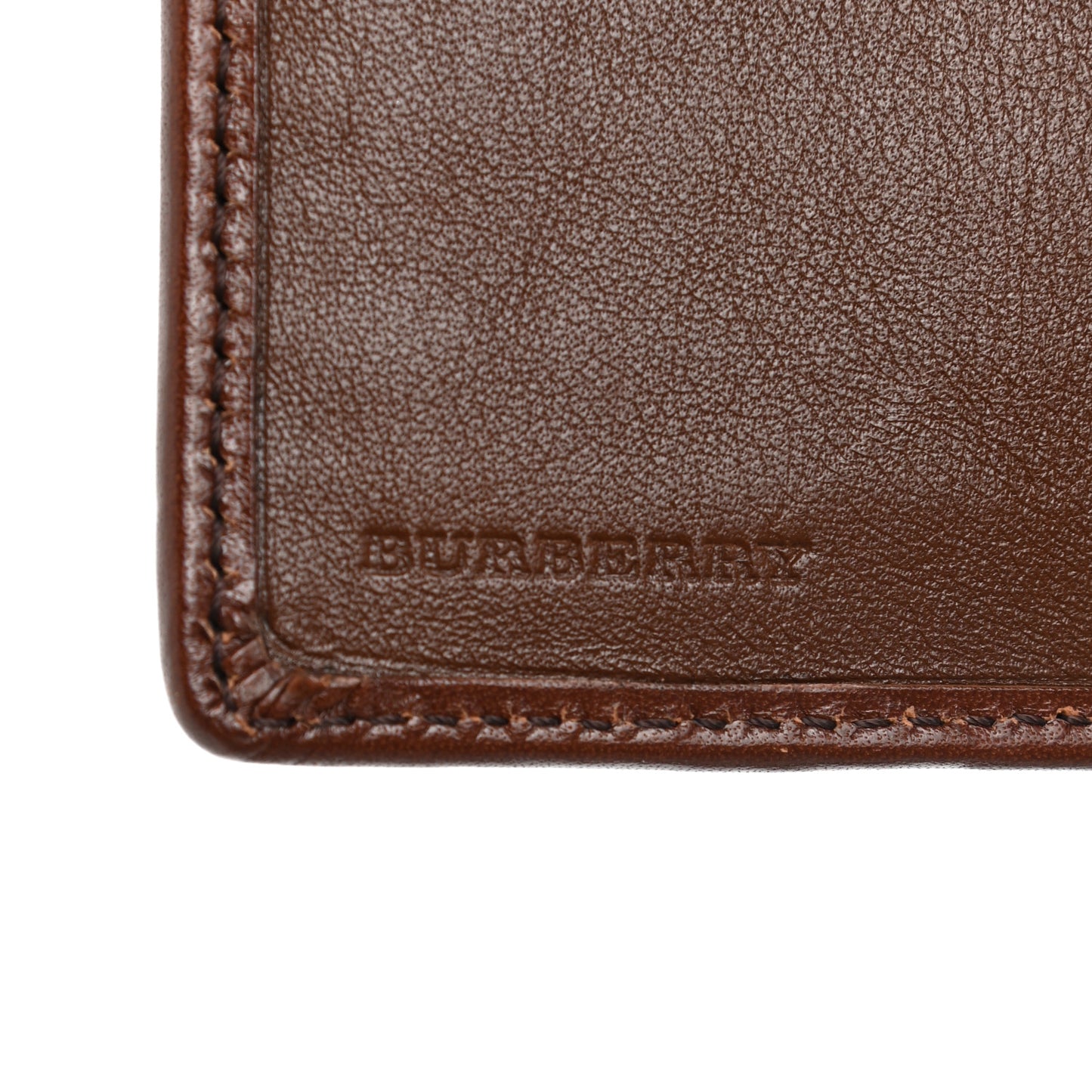 House Check Bridle Calfskin Passport Holder Cover Dark Tan