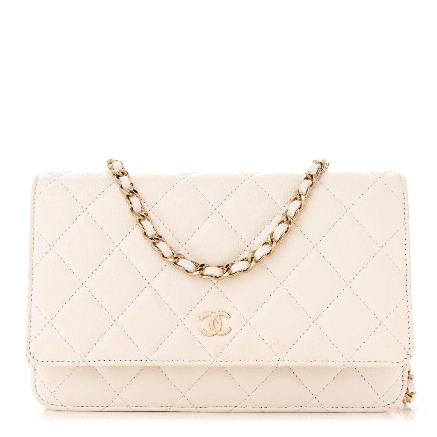 Chanel Caviar Quilted Wallet on Chain WOC White 1 of 12