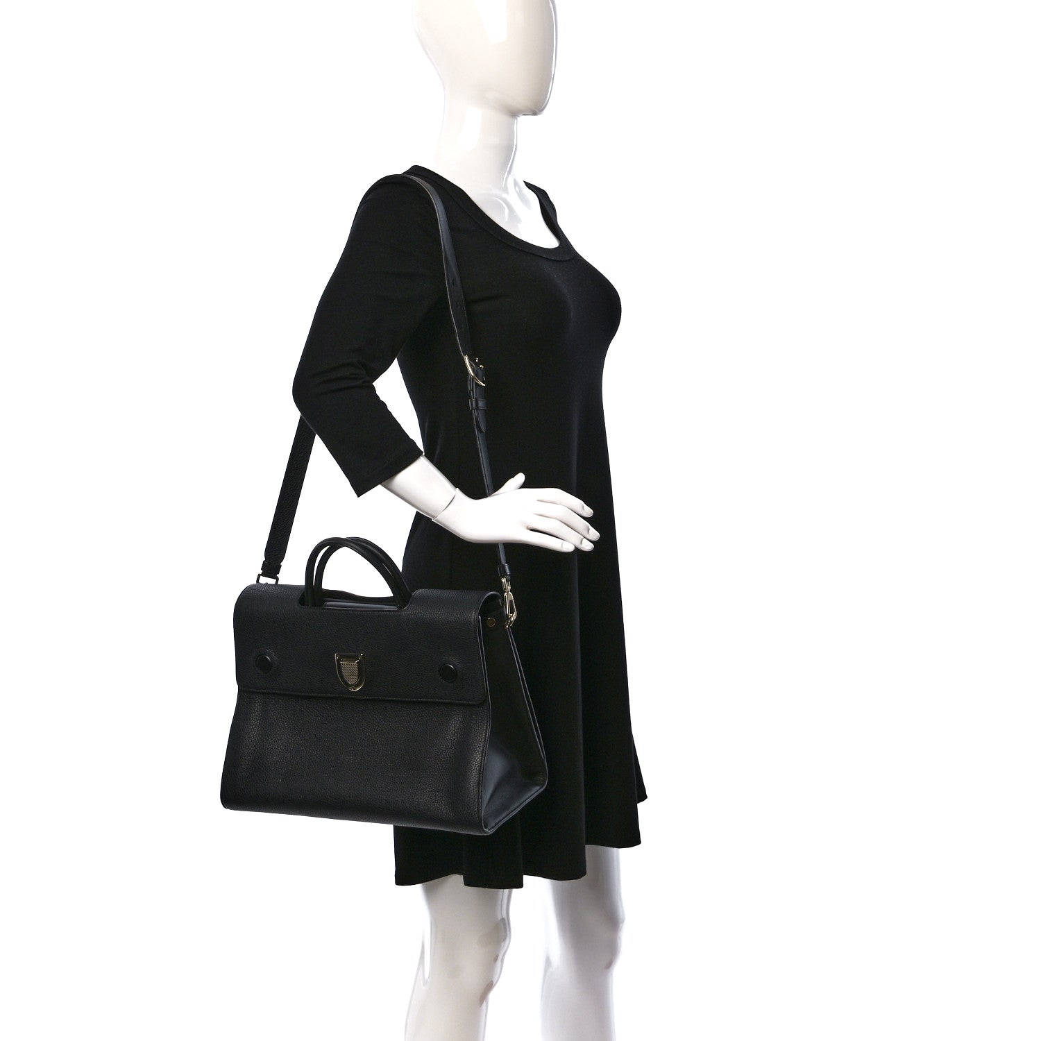 Christian Dior Grained Calfskin Large Diorever Flap Black 2 of 11
