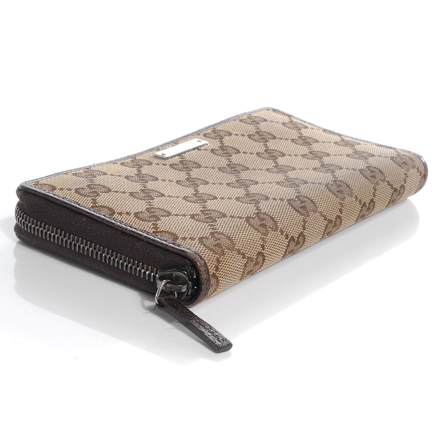 Gucci Monogram Metal Bar Zip Around Wallet Dark Brown 4 of 9